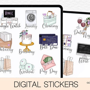 General planner icons Everyday life icon goodnotes stickers 2025 notability digital stickers precropped png files Daily icons activities PNG