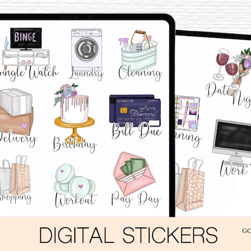 General planner icons, Everyday life icon goodnotes stickers, notability digital stickers, precropped png files