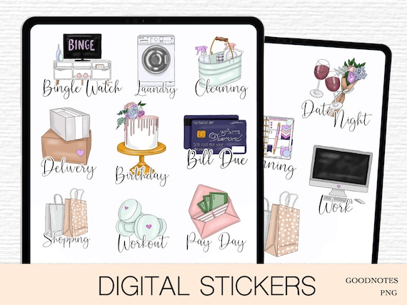 General planner icons Everyday life icon goodnotes stickers 2025 notability digital stickers precropped png files Daily icons activities PNG