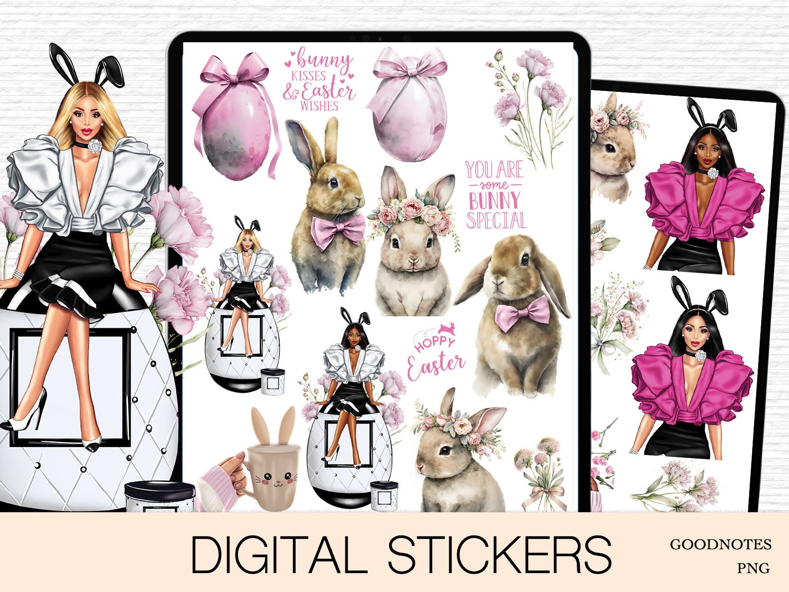 Easter Goodnotes Stickers Spring Precropped Bunny Planner Stickers ...