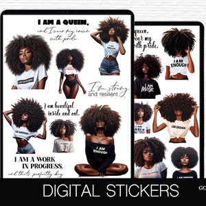 GoodNotes stickers Precropped I am Enough Black girl Stickers for Black Women African American Woman Boss lady journal dec Affirmations PNG