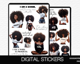 GoodNotes stickers Precropped I am Enough Black girl Stickers for Black Women African American Woman Boss lady journal dec Affirmations PNG