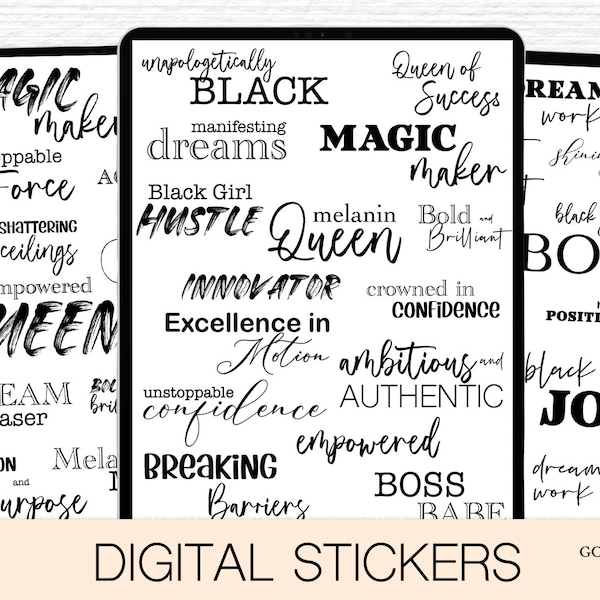 Goodnotes Aufkleber Black Girl Digital Sticker Pack Daily To Do vorgeschnittene Aufkleber Boss Lady Planner Aufkleber Zitate für Geschäftsfrau