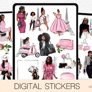 GoodNotes stickers Precropped Black girl stickers Stickers for Black Women African American Woman Boss lady journal deco Black woman bundle