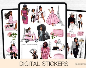 GoodNotes stickers Precropped Black girl stickers Stickers for Black Women African American Woman Boss lady journal deco Black woman bundle
