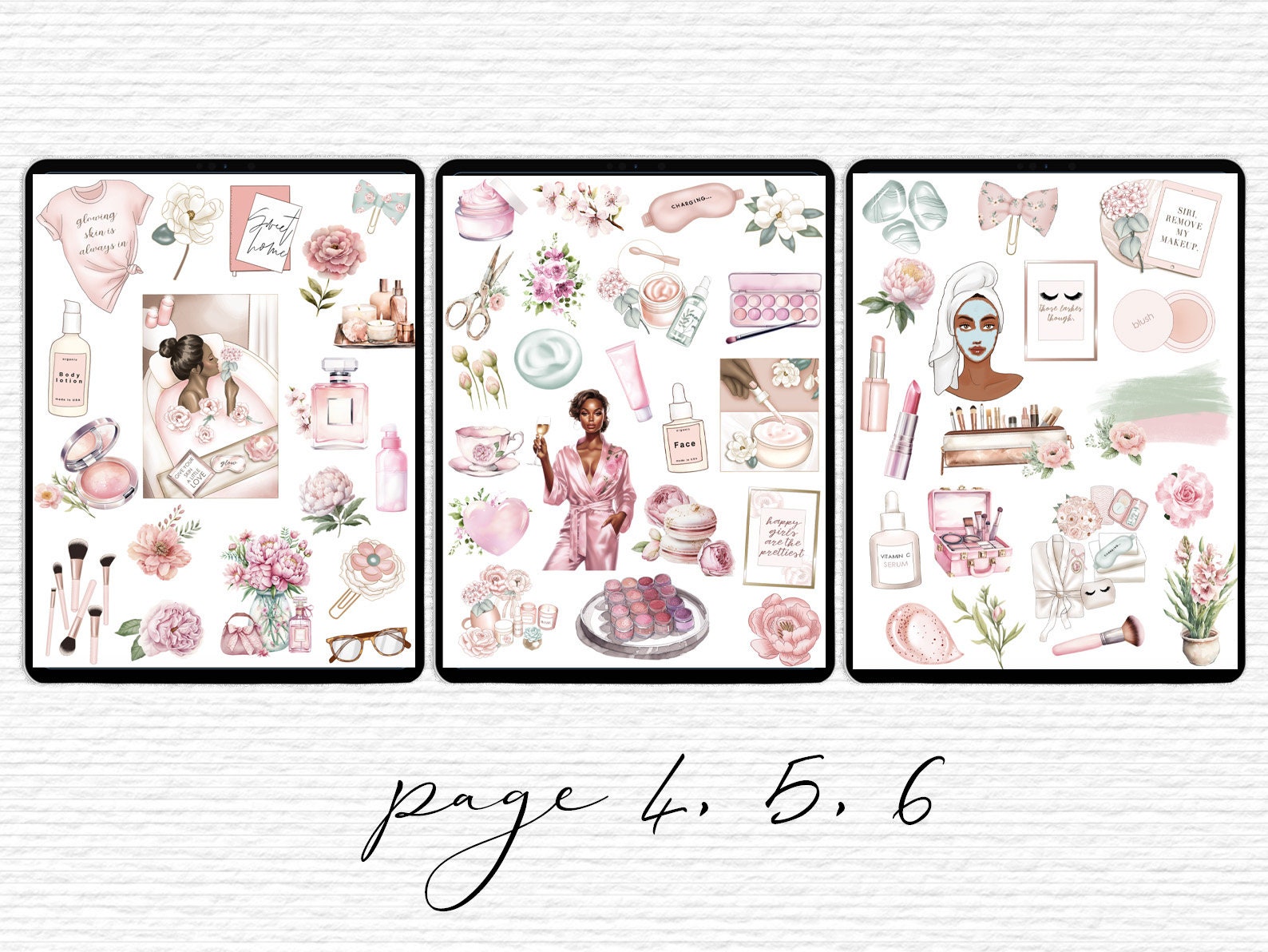 Black Girl Self Care Stickers for Goodnotes PNG Beauty Planner Stickers ...