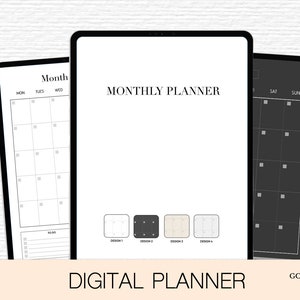 Plantilla de planificador digital mensual sin fecha Plantilla de planificador mensual de Goodnotes Planificador para iPad Páginas de diario mensuales de Notability Calendario digital