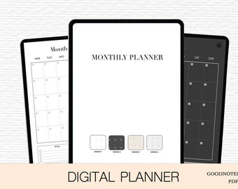 Undatierte monatliche digitale Planervorlage Goodnotes Monatliche Planervorlage iPad Planer Notability Journal Seiten Digitaler Kalender