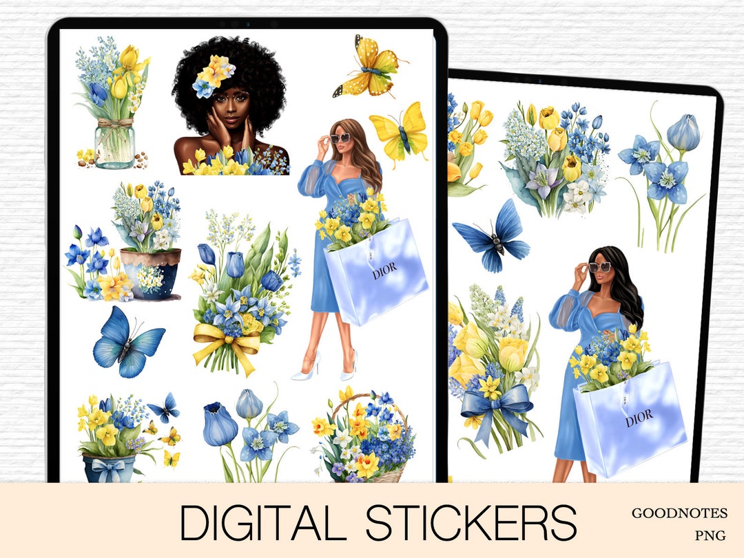 Floral Digital Sticker Book for Goodnotes PNG Files of Digital Stickers ...