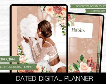 2025 Dated Digital Planner Yearly Goodnotes Planner iPad Planner Notability digital journal Hyperlinked Weekly Planner Health Money Goals