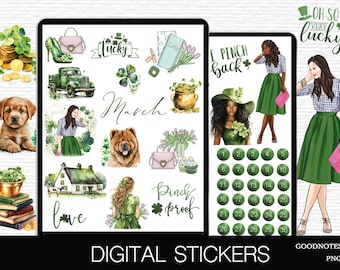 St Patrick's Day Digital Stickers March Spring Stickers Digital Stickers GoodNotes Digital Planner Stickers Lucky Girl Sticker Journal Deco