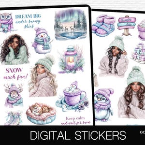 GoodNotes Winter Stickers Digital Planner Stickers PNG Cute Snowy and Cozy Decoration for iPad Planner Winter-Themed PNG Digital journal kit