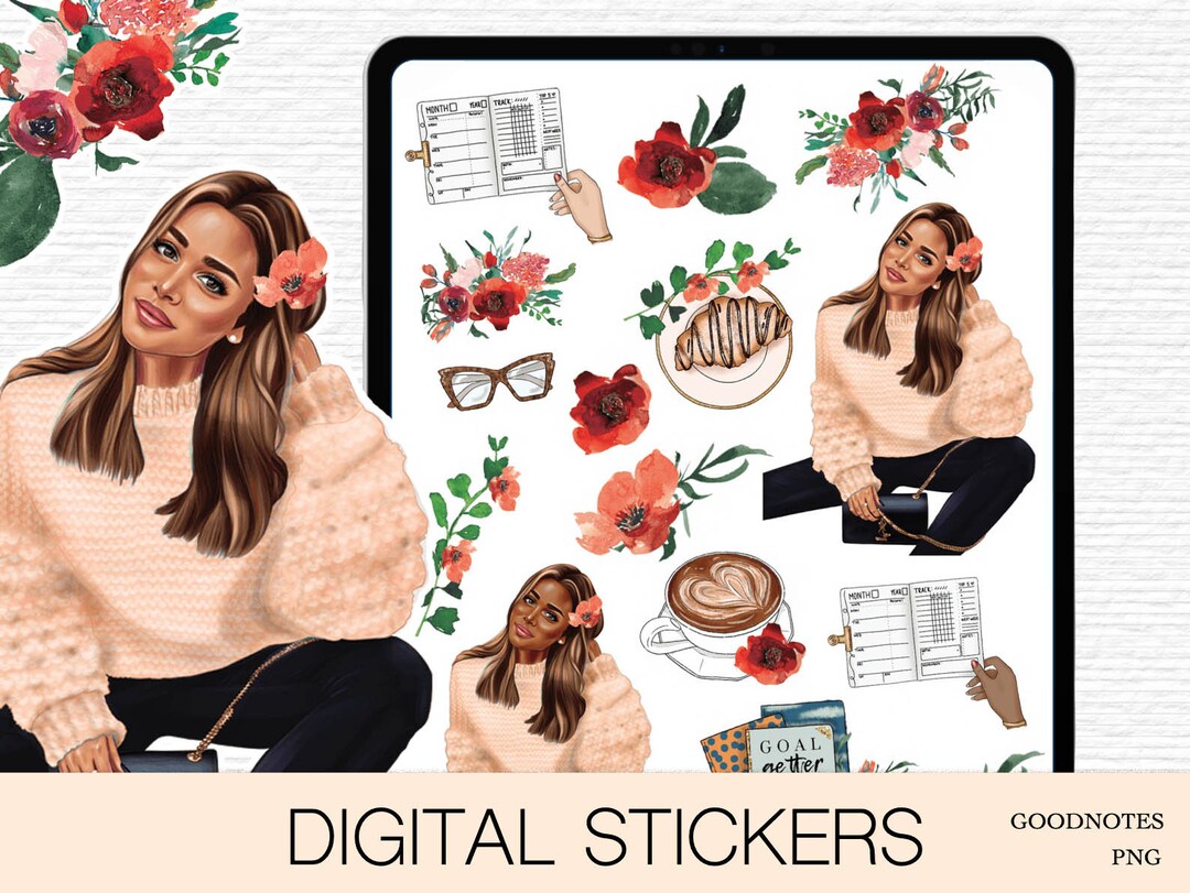 Floral Digital Sticker Book for Goodnotes PNG Files of Digital Stickers ...