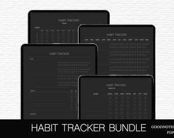 Dark mode Routine Tracker Schwarz 30 Tage Habit Tracker Goodnotes Monthly Template iPad Planer Täglicher Habitplaner Goodnotes Planner PDF Datei