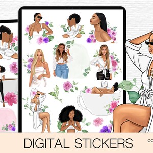 Livro de adesivos digitais florais para Goodnotes, arquivos PNG de adesivos digitais, adesivos de flores, adesivos de ícones digitais, adesivos de planejadores digitais