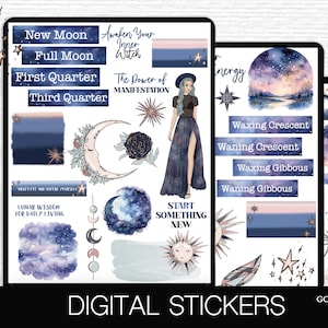Celestial Goodnotes Stickers Witch Journal Planner Stickers Lunar Journaling Sticker Kit Witchy Bullet Journal Stickers Bujo Moon Star deco