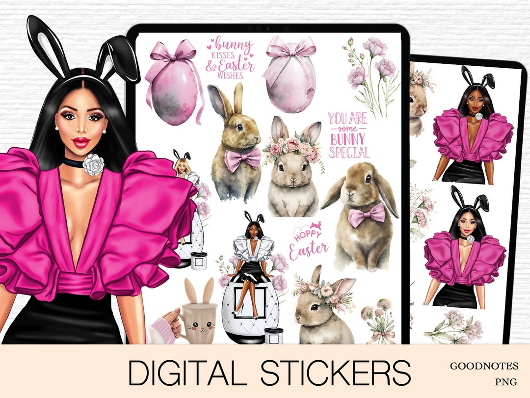 Easter Goodnotes Stickers Spring Precropped Bunny Planner Stickers ...