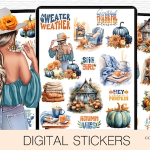 Fall Digital Stickers Autumn Digital Sticker  Goodnotes Stickers Digital Planner Stickers Notability Stickers  Ipad Stickers Sweater Weather