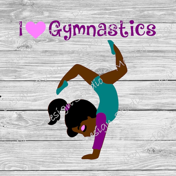 I love gymnastics png | I heart gymnastics svg | vector file for cutting | clipart for printing | gymnastics svg for girl | african american