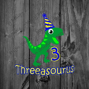 3rd Birthday dinosaur svg for tshirt | boys or girls | threeasourus |
