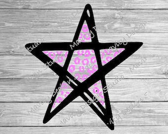 Roze luipaardprint ster SVG PNG: Cricut Vector (digitale download)