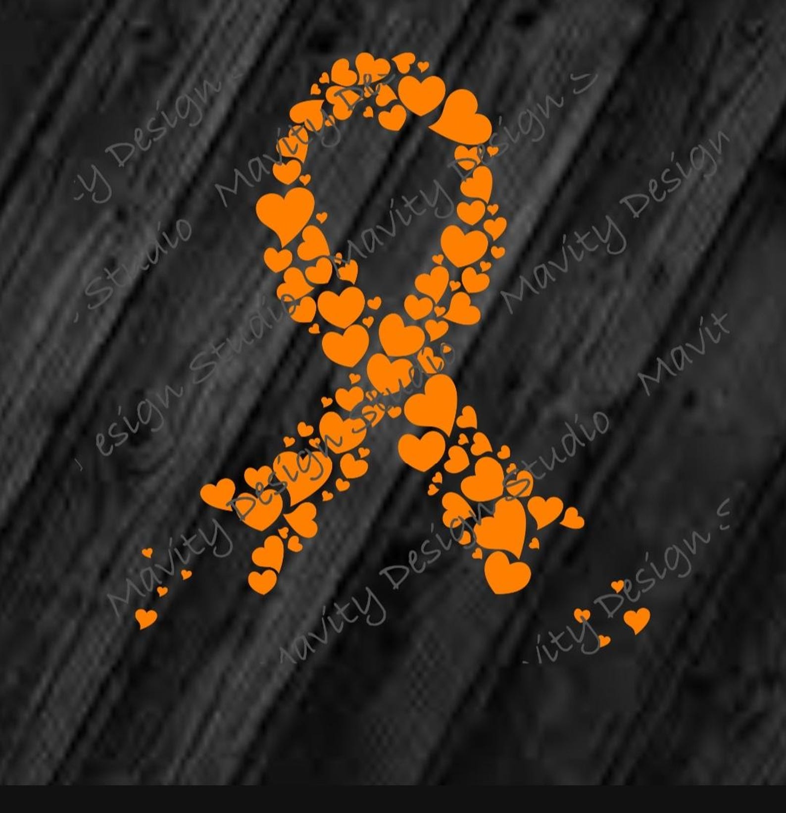 Kdo Ribbon Orange Heart Cancer Ribbon SVG PNG: Leukemia, Kidney Cancer (digital ...