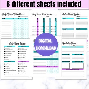 Self-Care Checklist, Mindfulness Planner, Undated Self-Care Planner, Printable Self-Care Checklist, Downloadable mood tracker,Care Journal