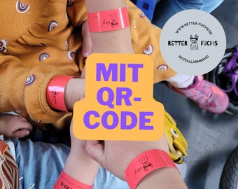 Zorro de rescate, código QR, buscador de padres, número de teléfono, pulsera de rescate para niños, excursión escolar, pulsera de emergencia, pulsera SOS, guardería, mochila