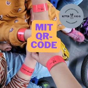 Retter-Fuchs mit Name und Telefonnummer, Notfallarmband, SOS, Reise, Urlaub,  Rettungsarmband für Kinder, SOS-Armband, Kita, Armband