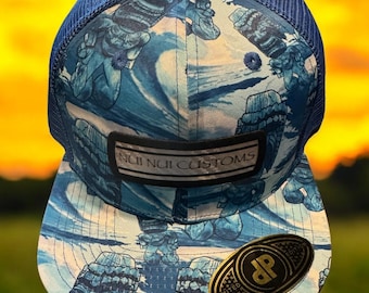Blue Tiki Snapback Trucker Hat