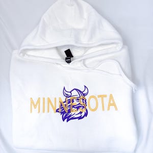 Minnesota Football Embroidered Hoodie- Trendy Embroidery - Embroidered Sweatshirt- Football - Vikings Sweatshirt