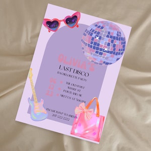 Last Disco Themed Bachelorette Party Editable Invitation
