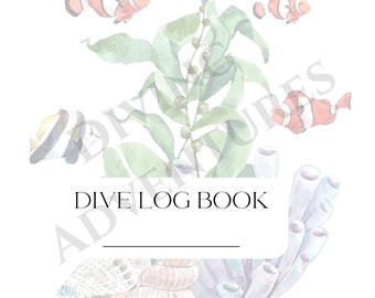 Metric Watercolor Marine Life Technical and Cave Dive Log Book Pages, Printable, Diving Log, Scuba Diving Log