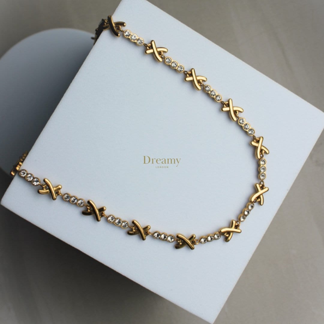 XOXO Pave Diamond Pendant & Black Bead Chain Necklace – Queenbitter