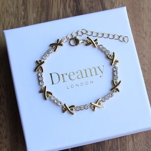 Gold Diamond Statement Bracelet | Waterproof & Tarnish Free | Gemma Owen Love Island Bracelet for Women | X Cross Unique Jewellery