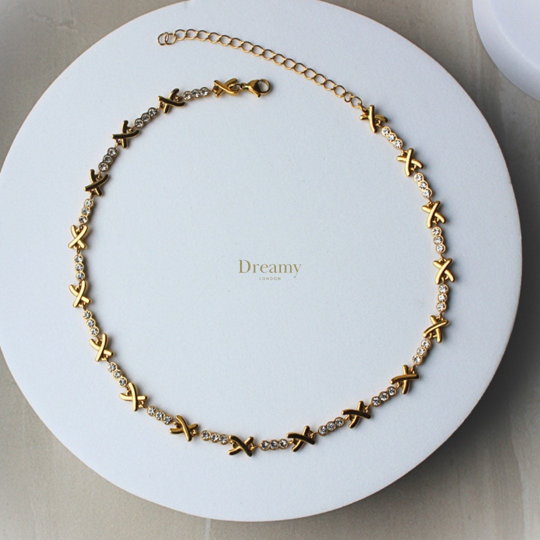 Gold Gemma Owen Necklace Diamond Choker 18K Gold Necklace Etsy UK