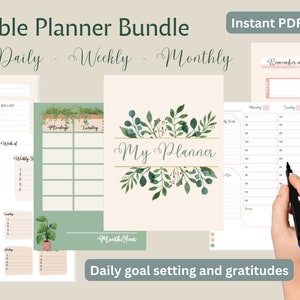 Undated Printable Personal Planner - Botanical Theme