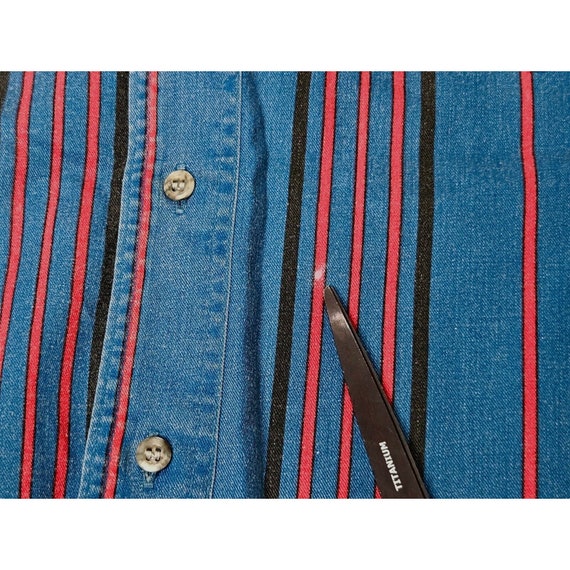 VTG Wrangler Brushpopper Button Down Shirt Stripe… - image 6