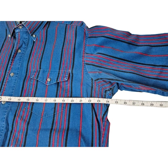 VTG Wrangler Brushpopper Button Down Shirt Stripe… - image 4