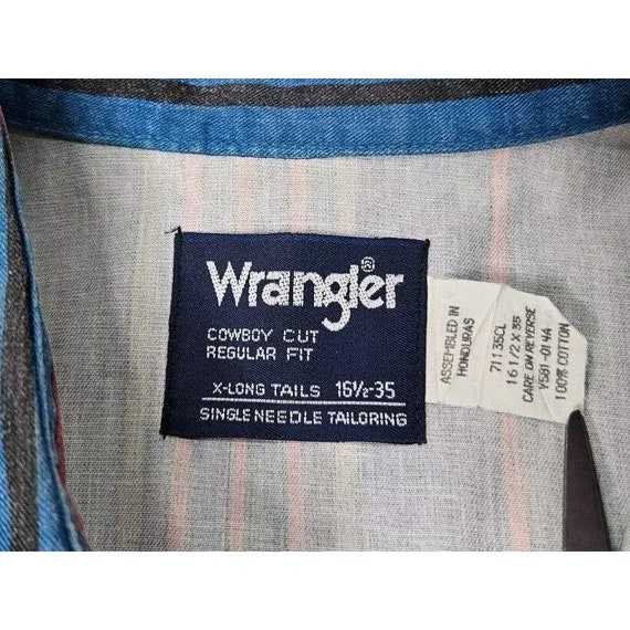 VTG Wrangler Brushpopper Button Down Shirt Stripe… - image 3