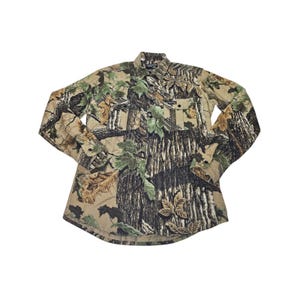 VTG Rattlers Brand Chamois Realtree Camo Shirt Men&#39;s Medium Hunting Button Up