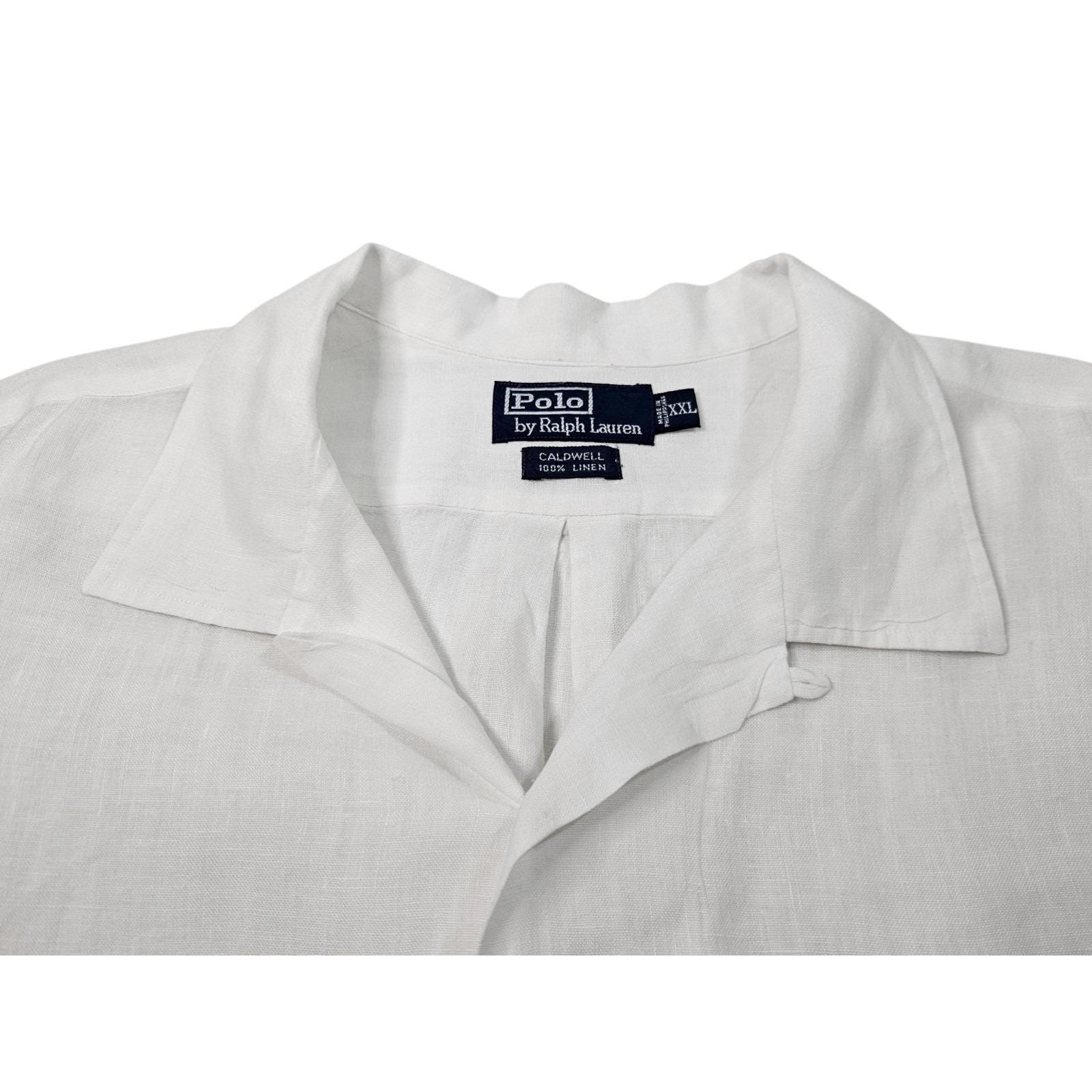 VTG Polo Ralph Lauren Caldwell 100% Linen Camp Shirt White Loop