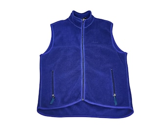 Vintage Patagonia Fleece Vest Cobalt Blue Men's Large Full Zip Sleeveless Outdoor Hiking Made in USA Vintage Clothing Fashion
