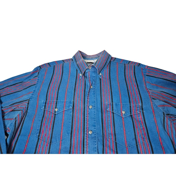 VTG Wrangler Brushpopper Button Down Shirt Stripe… - image 2