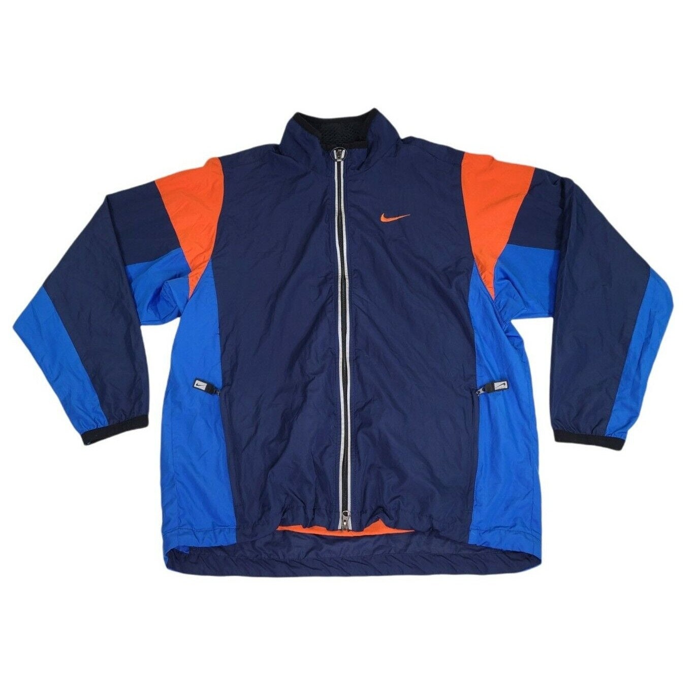 orange white and blue nike windbreaker