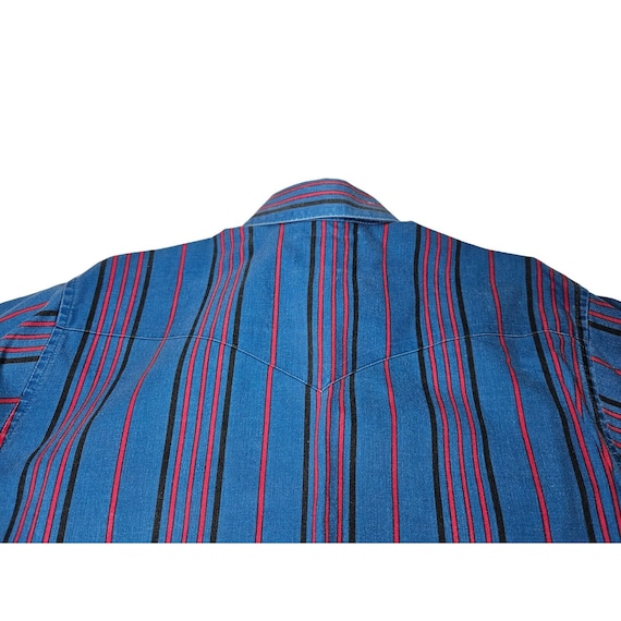 VTG Wrangler Brushpopper Button Down Shirt Stripe… - image 9