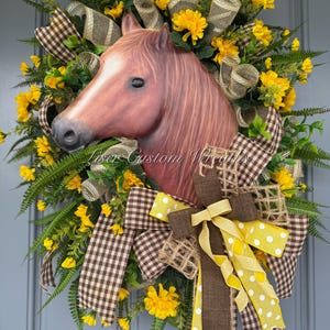 Corona de caballo para puerta de entrada, decoración de puerta con corona de caballo, corona de puerta de granja, decoración del hogar con caballos, corona de caballo para decoración de puerta, temática de caballos