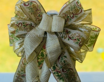 Cardinal Bow, Bow for Wreath, Christmas Bow, Glitter Bow, Bow for lantern, Bow for door wreath, Handmade bow, Christmas Decoration, Bow