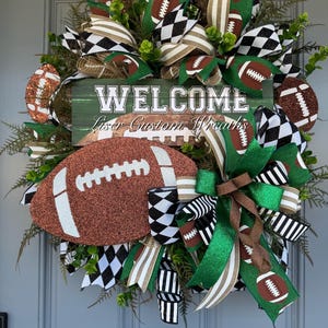 Welcome Football Wreath,  Game Day Door Decor, Sports Themed Fall Wreath, Glitter Football Sign Wreath, Tailgate Party Decor, Football