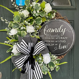 Grapevine Wreath, Grapevine Front Door Wreath, Everyday Wreath, White Roses Wreath, Floral Grapevine Wreath, Family Door Wreath, Grapevine
